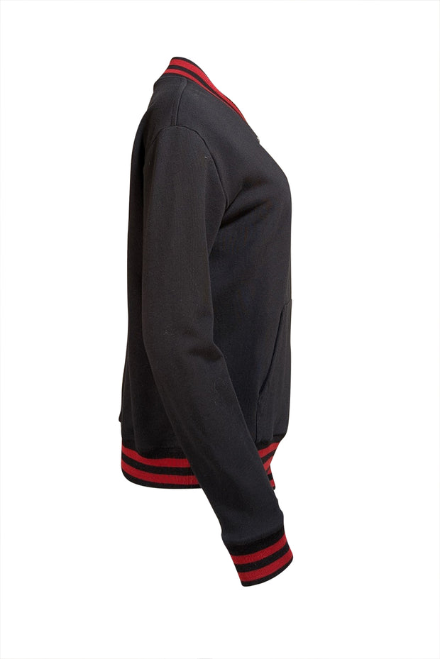 Saint Laurent - Black W/ Red Stripes Cotton Bomber Jacket Sz M - Current Boutique