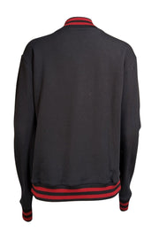 Saint Laurent - Black W/ Red Stripes Cotton Bomber Jacket Sz M - Current Boutique