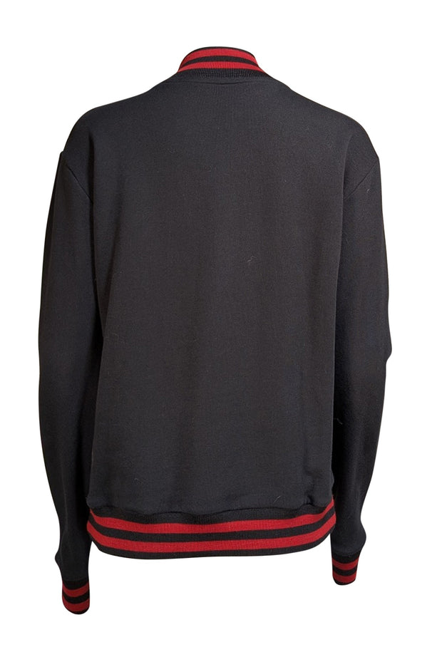 Saint Laurent - Black W/ Red Stripes Cotton Bomber Jacket Sz M - Current Boutique