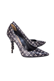 Christian Dior - Black & White Snakeskin Embossed Pointed Toe Pumps Sz 9.5