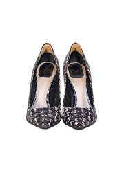 Christian Dior - Black & White Snakeskin Embossed Pointed Toe Pumps Sz 9.5