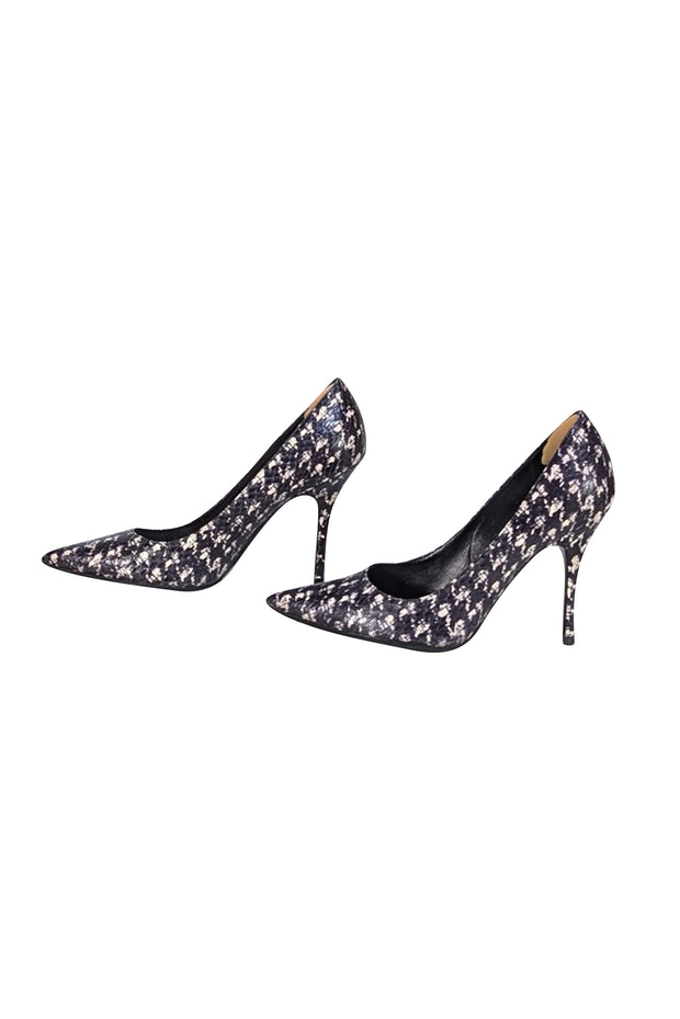 Christian Dior - Black & White Snakeskin Embossed Pointed Toe Pumps Sz 9.5