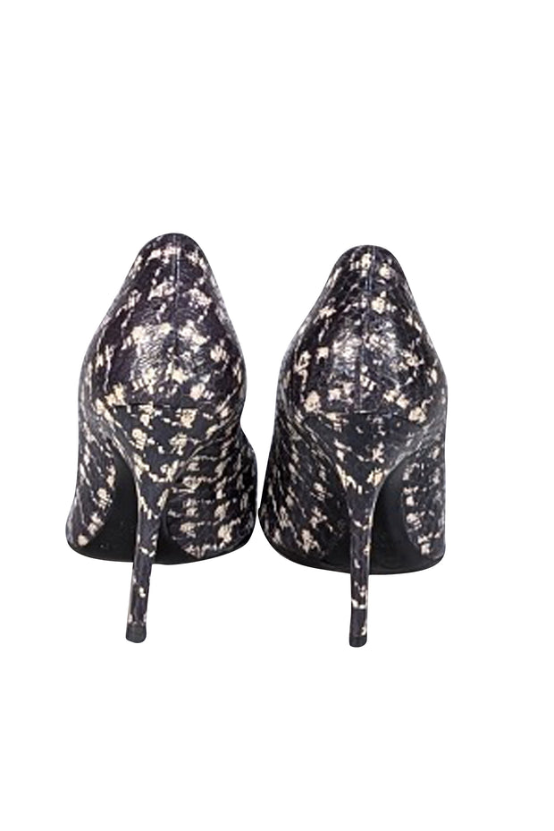 Christian Dior - Black & White Snakeskin Embossed Pointed Toe Pumps Sz 9.5