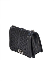 Rebecca Minkoff - Black Quilted Front Leather Crossbody Bag - Current Boutique