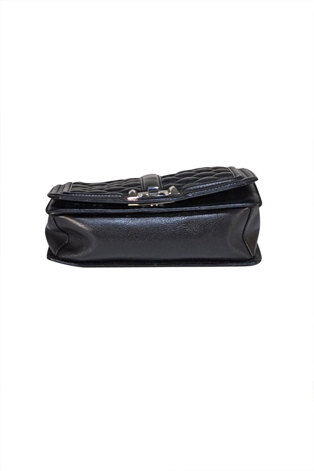 Rebecca Minkoff - Black Quilted Front Leather Crossbody Bag - Current Boutique