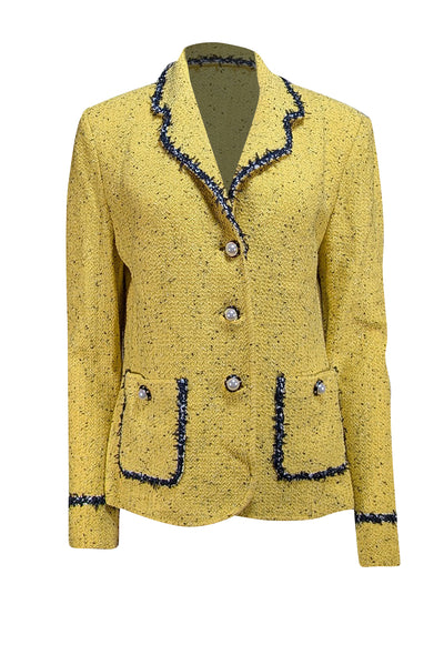 St. John - Yellow & Black Blend Pearl Button Front Blazer Sz 14