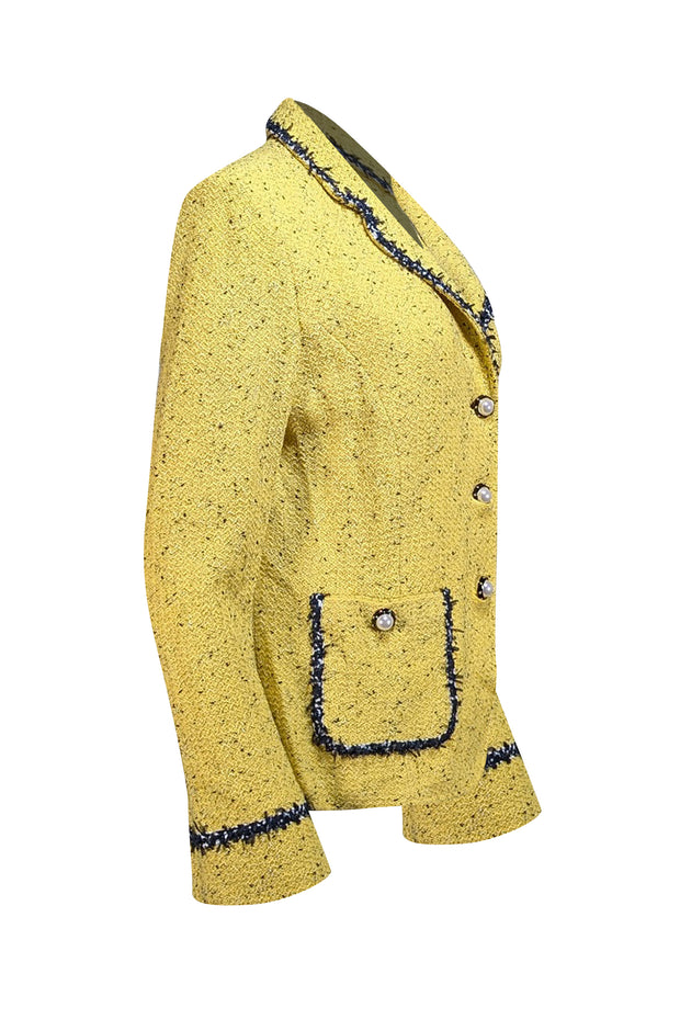 St. John - Yellow & Black Blend Pearl Button Front Blazer Sz 14