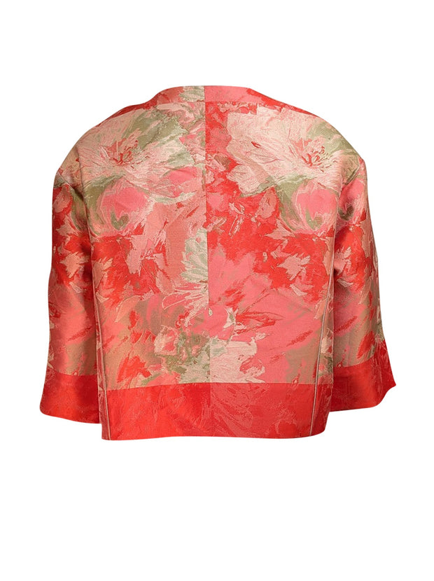 Lafayette 148 - Coral, Peach, & Cream Brocade Jacket Sz L - Current Boutique