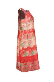 Lafayette 148 - Coral, Peach, & Cream Brocade Sleeveless Dress Sz 14 - Current Boutique