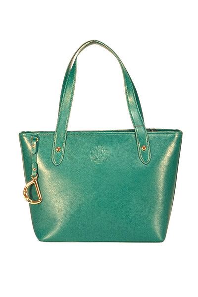 Lauren Ralph Lauren - Green Leather Zipper Tote Bag - Current Boutique