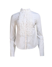 Alexander McQueen - White Ruffle Bib Front Button Down Shirt Sz 2