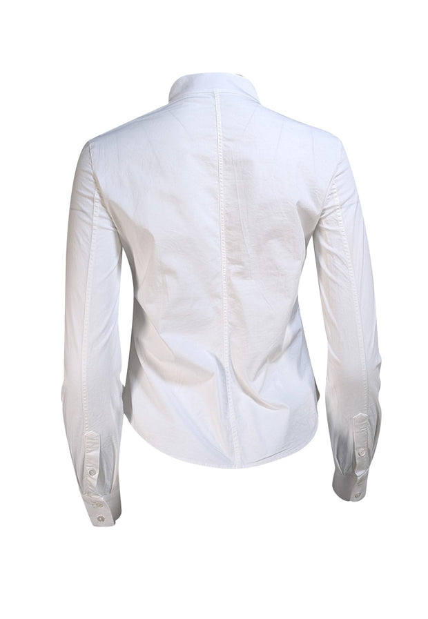 Alexander McQueen - White Ruffle Bib Front Button Down Shirt Sz 2