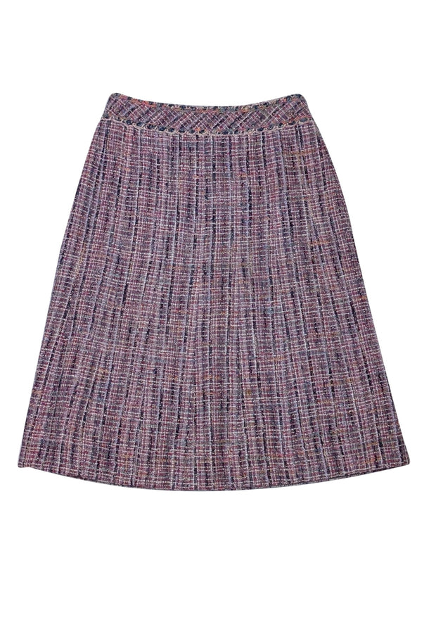 Chanel - Purple, Pink, Cream, Grey, & Red Tweed Skirt Sz 2