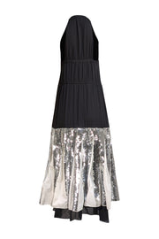 Tibi - Black Sleeveless Drop Waist Sequin Pleated Bottom Dress Sz 4 - Current Boutique
