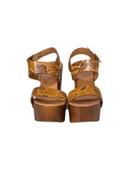 Cuoiera Fiorentina - Tan Leather Platform Sandal Heels Sz 10 - Current Boutique
