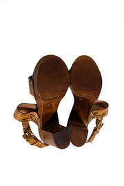 Cuoiera Fiorentina - Tan Leather Platform Sandal Heels Sz 10 - Current Boutique