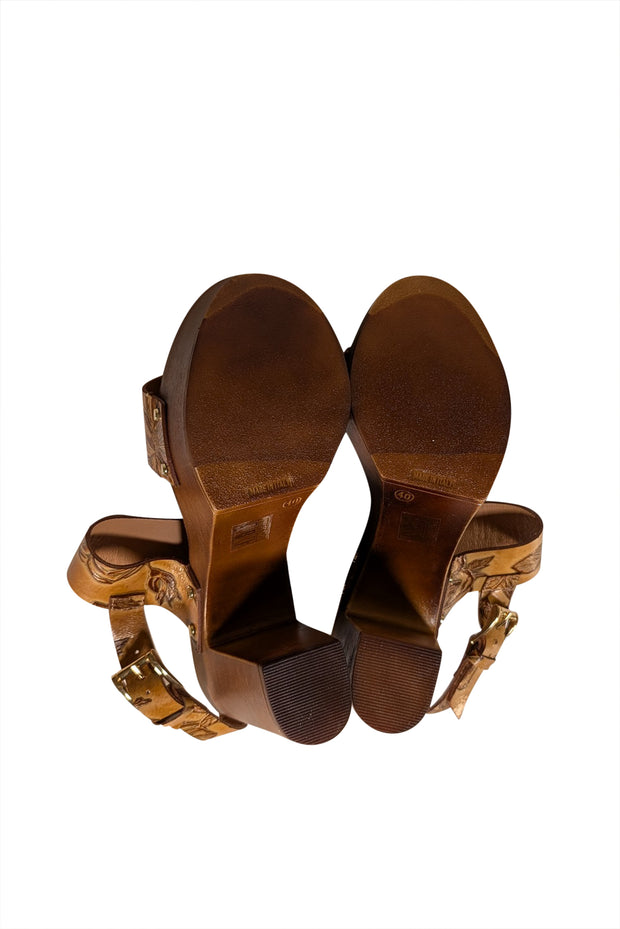 Cuoiera Fiorentina - Tan Leather Platform Sandal Heels Sz 10 - Current Boutique