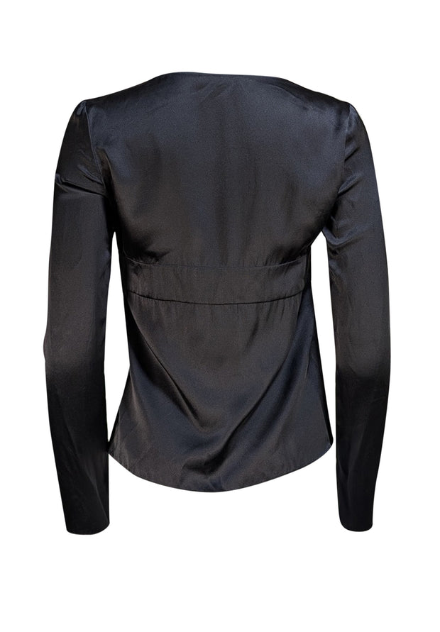 Alexander McQueen - Black Silk Long Sleeve Blouse Sz 4