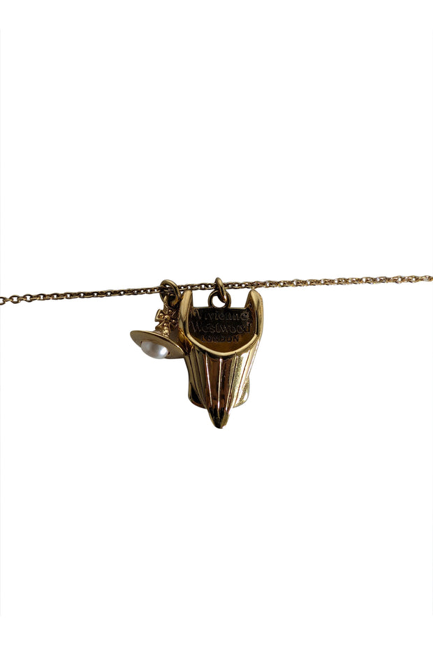 Vivienne Westwood - Gold Colored Bustier w/ Pearl Chain Necklace