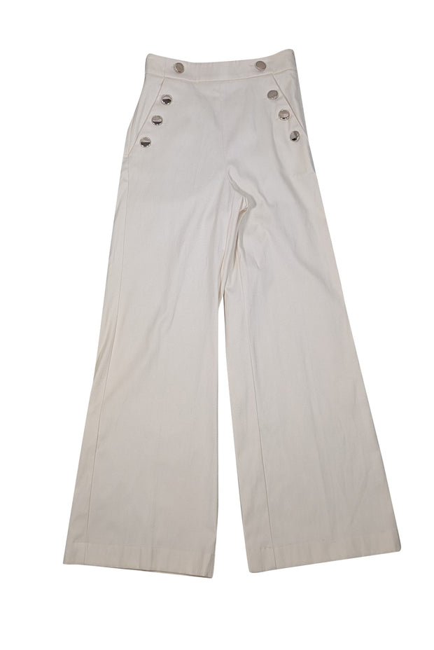 Marella - Cream Wide Leg Pants w/ Gold Button Trim Sz XS