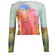 Alice & Olivia - Green & Multi Color Print Semi-Sheer Shirt Sz S