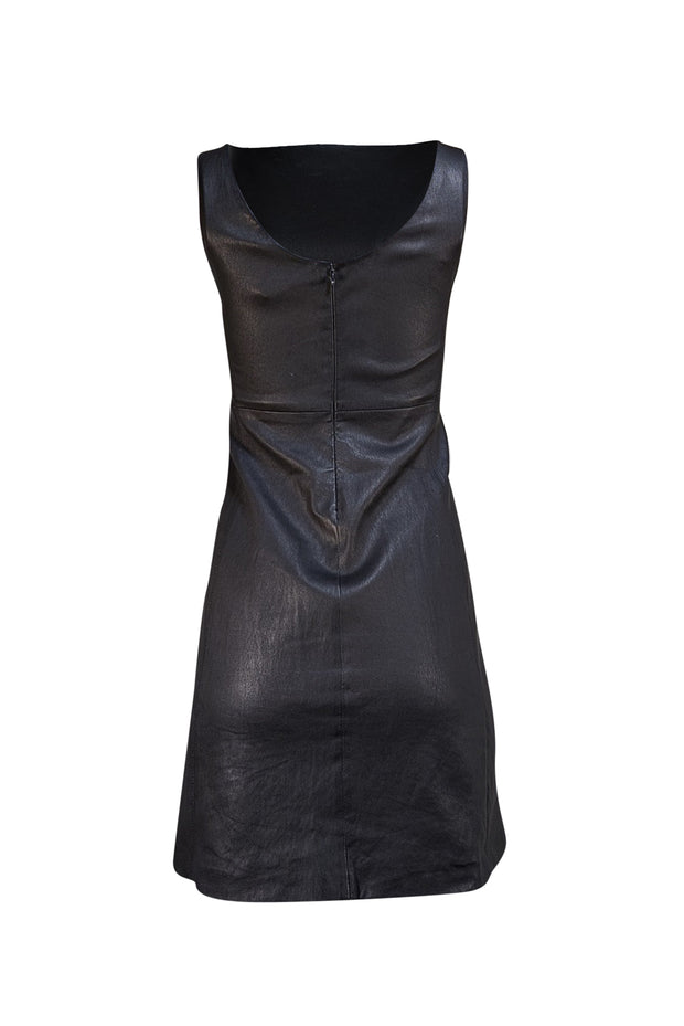 Theory - Black Lamb Leather Sleeveless Dress Sz 2 - Current Boutique