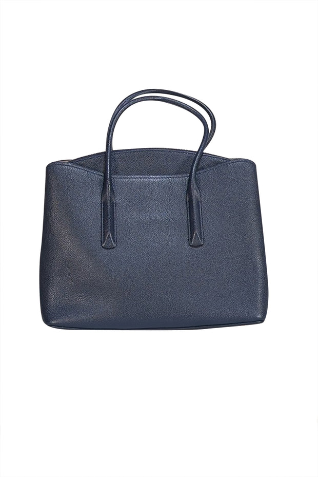 Kate Spade - Navy Blue Pebble Leather Jewel Trim Satchel Bag