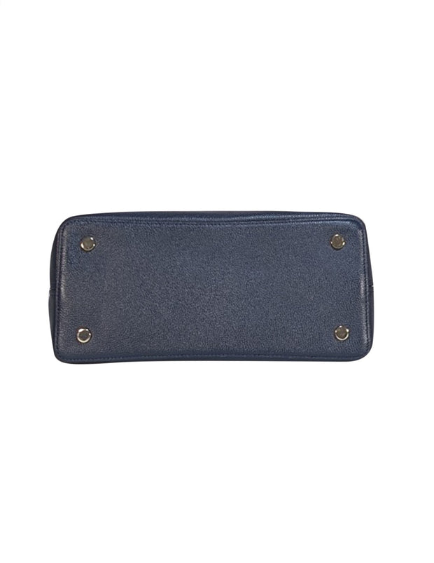 Kate Spade - Navy Blue Pebble Leather Jewel Trim Satchel Bag