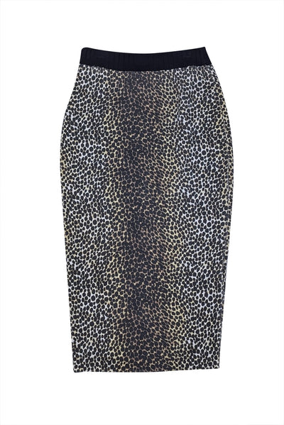 Dolce & Gabbana - Tan, Cream, & Black Leopard Print Knit Skirt Sz S