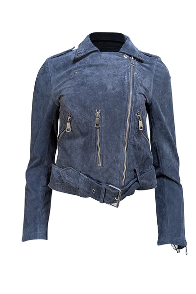 Bagatelle - Blue Genuine Leather Moto Zipper Jacket Sz S