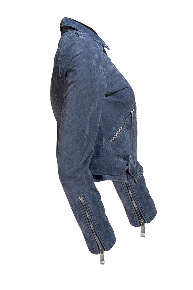 Bagatelle - Blue Genuine Leather Moto Zipper Jacket Sz S