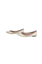 Valentino - Ivory Patent Leather "Rockstud" Ballet Flats Sz 9
