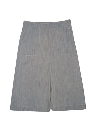 Akris Punto - Light Wash Denim A-line Midi Skirt Sz 10
