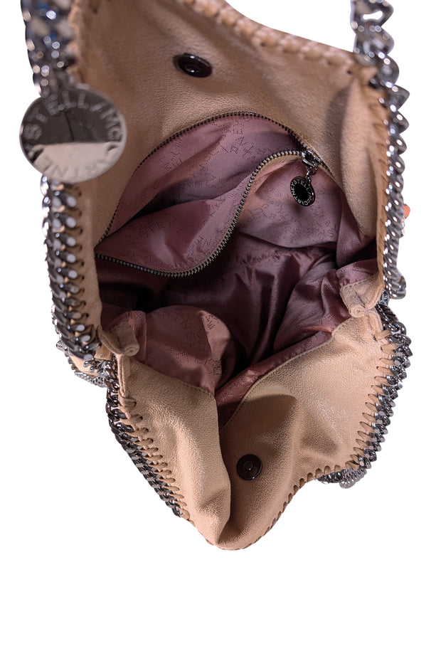 Stella McCartney - Beige Faux Suede Falabella Bag w/ Multicolor Jewel Front Detail