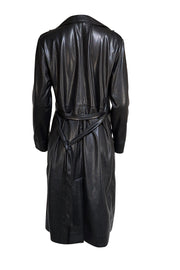 The Reset - Black Faux Leather Trench Coat Sz L - Current Boutique