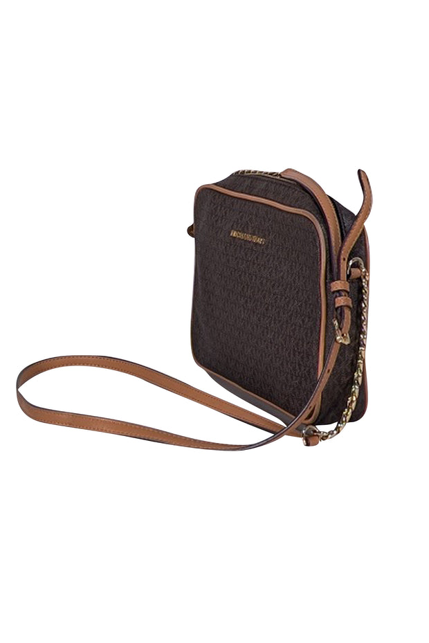 Michael Kors - Brown Monogram Print Crossbody Bag - Current Boutique