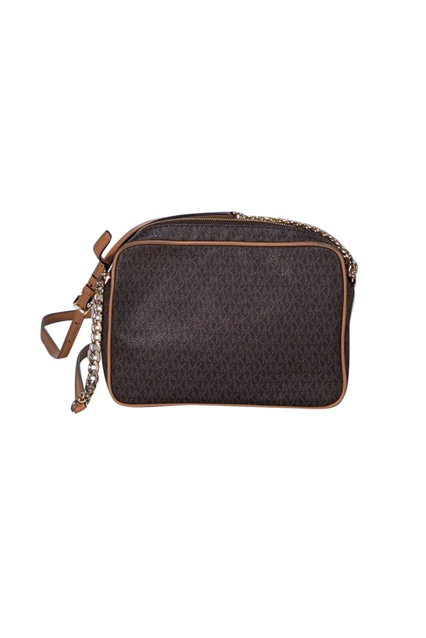 Michael Kors - Brown Monogram Print Crossbody Bag - Current Boutique