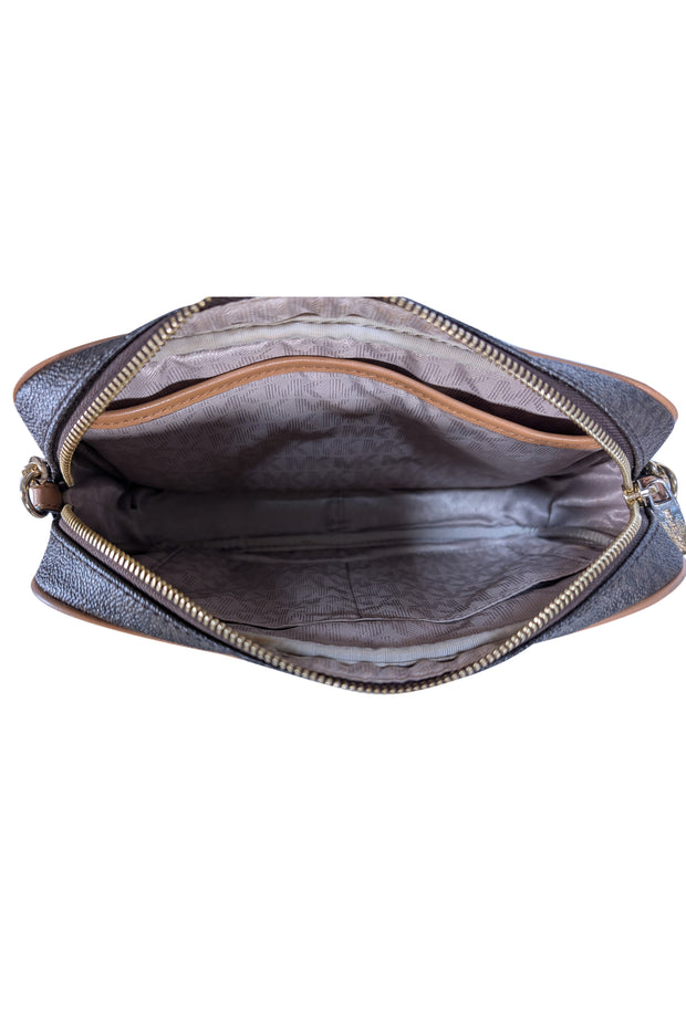 Michael Kors - Brown Monogram Print Crossbody Bag - Current Boutique