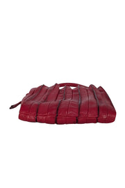 Lupo - Red Leather Pleated Shoulder Bag - Current Boutique