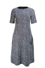 Peserico - Navy & White Print Short Sleeve Dress Sz M