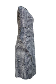 Peserico - Navy & White Print Short Sleeve Dress Sz M