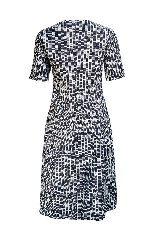 Peserico - Navy & White Print Short Sleeve Dress Sz M