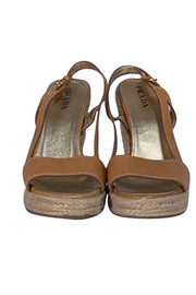 Prada - Tan Leather Espadrille Wedges Sz 9.5 - Current Boutique
