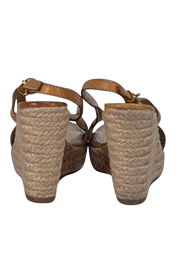 Prada - Tan Leather Espadrille Wedges Sz 9.5 - Current Boutique