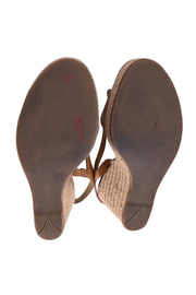 Prada - Tan Leather Espadrille Wedges Sz 9.5 - Current Boutique
