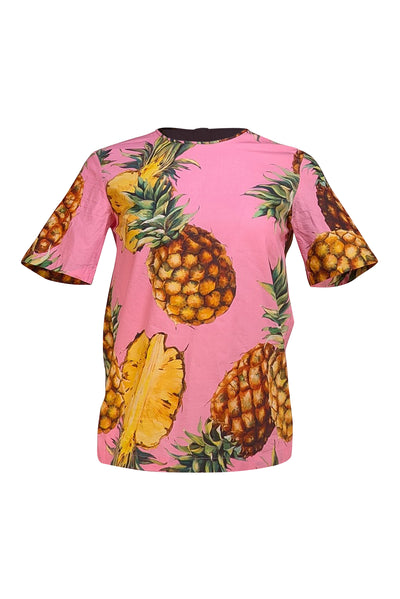 Dolce & Gabbana - Bubblegum Pink W/ Pineapple Print Shirt Sz 0