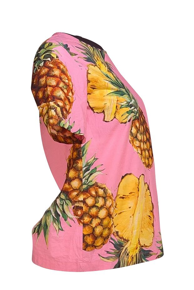 Dolce & Gabbana - Bubblegum Pink W/ Pineapple Print Shirt Sz 0