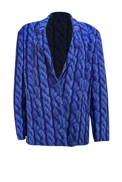 Norma Kamali - Blue Print Velcro Closure Jacket Sz L