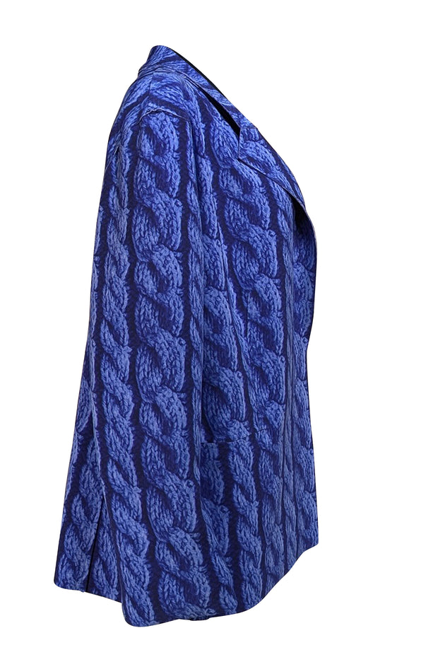 Norma Kamali - Blue Print Velcro Closure Jacket Sz L