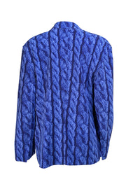 Norma Kamali - Blue Print Velcro Closure Jacket Sz L